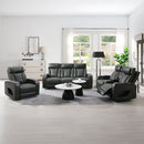 Taddeo Dark Gray Leatherette Power Motion Sofa w/Dropdown Table - Ornate Home