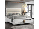 Tarian White Queen Bed W/Led & Storage - Ornate Home