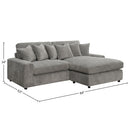 Tavia Gray Sectional Sofa W/6 Pillows - Ornate Home