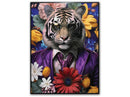 Tiger in Purple Suit Gloss Canvas w/ Rocks in Frame Wall Art - Ornate Home