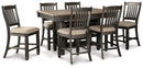 Tyler Creek Black/Gray Counter Height Dining Table and 6 Barstools - Ornate Home