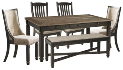 Tyler Creek Black/Gray Dining Table with 4 Chairs and Bench - Ornate Home