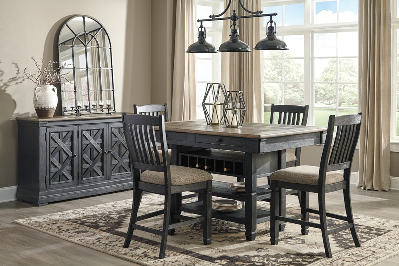Tyler Creek Black/Grayish Brown Counter Height Dining Table and 4 Barstools with Server - Ornate Home