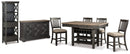 Tyler Creek Black/Grayish Brown Counter Height Table with 4 Barstools, Server and Display Cabinet - Ornate Home