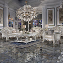 Vendome Champagne Synthetic Leather & Antique Pearl Chair w/ Pillow - Ornate Home