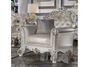 Vendome Champagne Synthetic Leather & Antique Pearl Chair w/ Pillow - Ornate Home