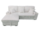 Venice Ivory Corduroy Storage Sleeper Sectional w/ Dual Cupholders & USB Ports - Ornate Home