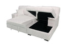 Venice Ivory Corduroy Storage Sleeper Sectional w/ Dual Cupholders & USB Ports - Ornate Home