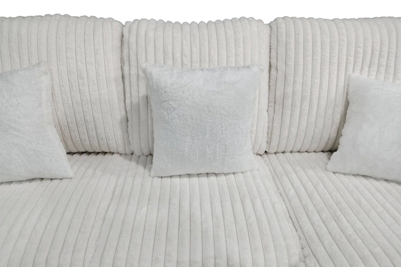 Venice Ivory Corduroy Storage Sleeper Sectional w/ Dual Cupholders & USB Ports - Ornate Home