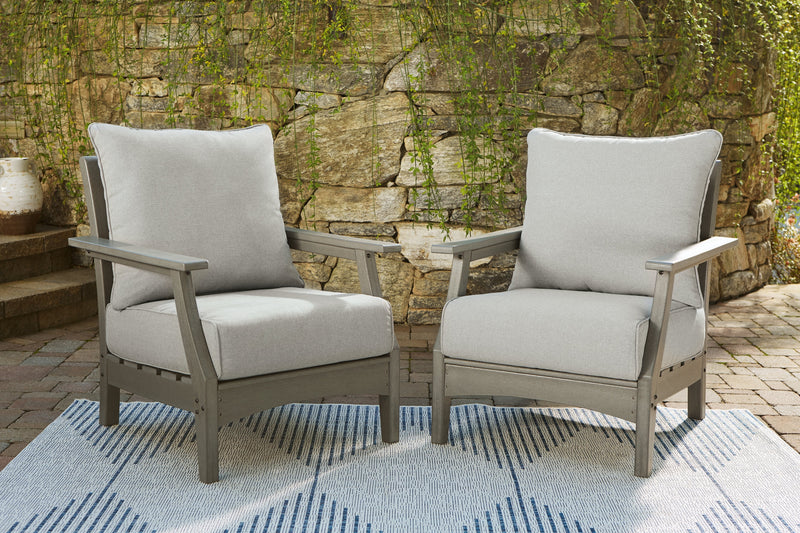 Visola Gray Outdoor Lounge Chair w/ Cushion (Set of 2) - Ornate Home