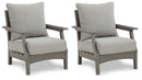 Visola Gray Outdoor Lounge Chair w/ Cushion (Set of 2) - Ornate Home