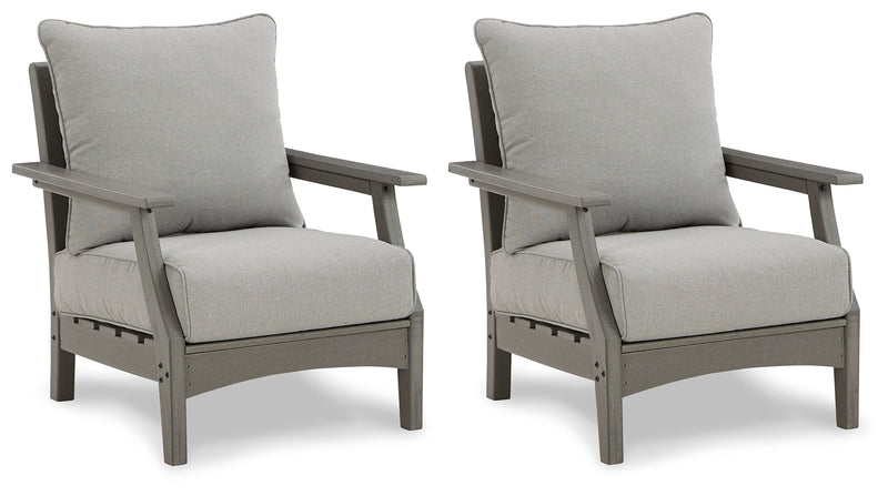 Visola Gray Outdoor Lounge Chair w/ Cushion (Set of 2) - Ornate Home