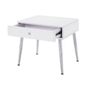 Weizor White/Chrome End Table - Ornate Home