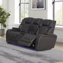 Wendell Dark Gray Microfiber Power Motion Loveseat w/Console - Ornate Home