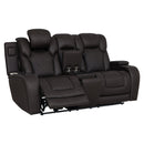 Wendell Dark Gray Microfiber Power Motion Loveseat w/Console - Ornate Home