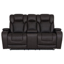 Wendell Dark Gray Microfiber Power Motion Loveseat w/Console - Ornate Home