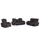 Wendell Dark Gray Microfiber Power Motion Loveseat w/Console - Ornate Home