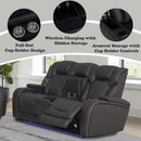 Wendell Dark Gray Microfiber Power Motion Loveseat w/Console - Ornate Home