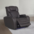Wendell Dark Gray Microfiber Power Motion Recliner w/Storage,USB & LED - Ornate Home