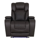 Wendell Dark Gray Microfiber Power Motion Recliner w/Storage,USB & LED - Ornate Home