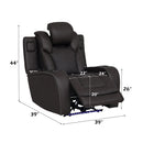 Wendell Dark Gray Microfiber Power Motion Recliner w/Storage,USB & LED - Ornate Home