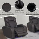 Wendell Dark Gray Microfiber Power Motion Recliner w/Storage,USB & LED - Ornate Home