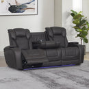 Wendell Dark Gray Microfiber Power Motion Sofa w/Dropdown Table - Ornate Home