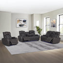 Wendell Dark Gray Microfiber Power Motion Sofa w/Dropdown Table - Ornate Home