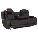 Wendell Dark Gray Microfiber Power Motion Sofa w/Dropdown Table - Ornate Home
