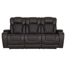 Wendell Dark Gray Microfiber Power Motion Sofa w/Dropdown Table - Ornate Home