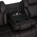Wendell Dark Gray Microfiber Power Motion Sofa w/Dropdown Table - Ornate Home