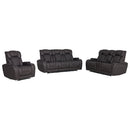 Wendell Dark Gray Microfiber Power Motion Sofa w/Dropdown Table - Ornate Home