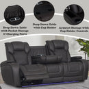 Wendell Dark Gray Microfiber Power Motion Sofa w/Dropdown Table - Ornate Home