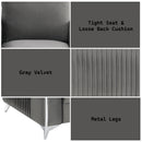 Wenona Gray Velvet Loveseat - Ornate Home