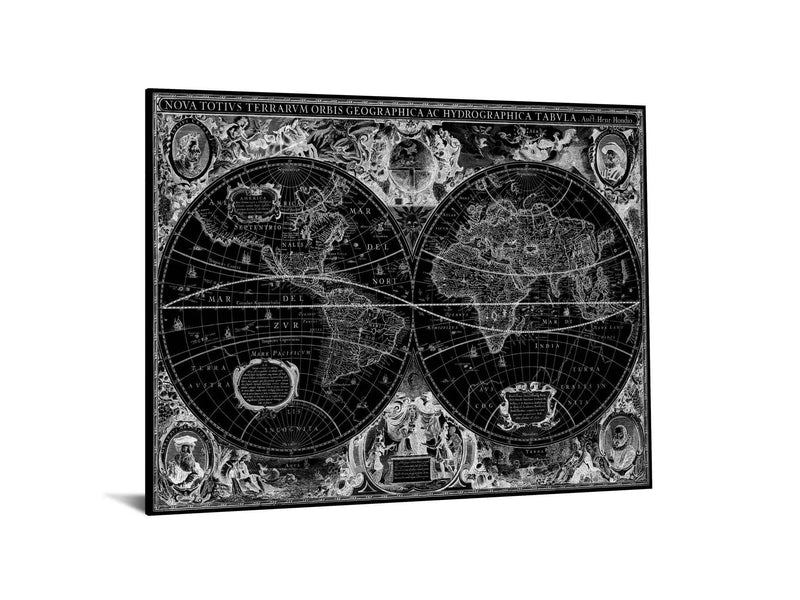 World Map Tempered Glass w / Foil Wall Art - Ornate Home