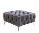 Wugtyx Dark GrayVelvet Ottoman - Ornate Home