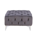 Wugtyx Dark GrayVelvet Ottoman - Ornate Home