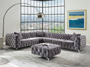 Wugtyx Dark GrayVelvet Ottoman - Ornate Home