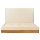 Zoey Beige Fabric / Oak E. King Bed - Ornate Home