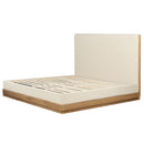 Zoey Beige Fabric / Oak E. King Bed - Ornate Home