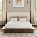 Zoey Cream/Brown Oak Queen Bed - Ornate Home