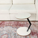 Zoey White Round Snack Table w/ Casters - Ornate Home