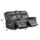 Zubaida Dark Gray  Power Motion Loveseat w/USB - Ornate Home