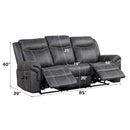 Zubaida Dark Gray  Power Motion Sofa w/Drop Down Table - Ornate Home