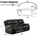 Zuriel Black Synthetic Leather Motion Sofa - Ornate Home