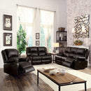 Zuriel Brown Synthetic Leather Motion Sofa - Ornate Home