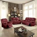 Zuriel Red Synthetic Leather Motion Sofa - Ornate Home