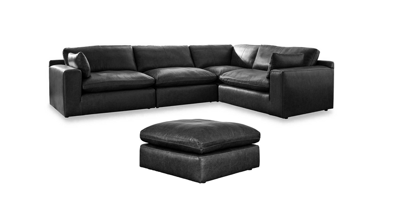Emilia Black Leather 4pc Modular Sectional Sofa - Ornate Home