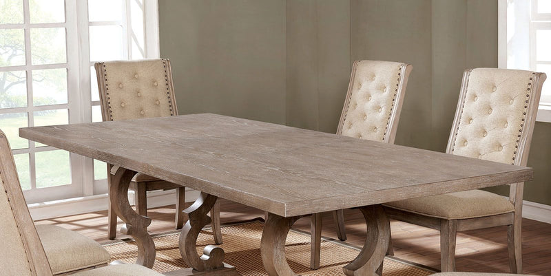Patience Rustic Natural Tone & Beige Dining Room Set / 7pc