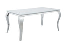 Carone - White & Chrome - Glass Top Dining Table - Ornate Home